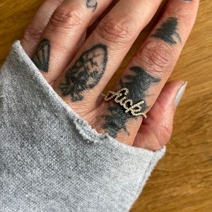 14kt yellow gold and diamond “f*ck” ring